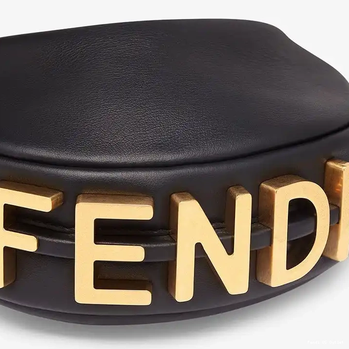 Affordable HOT Calf Nano Hobo Black Leather Fendi Bag In Fendigraphy 0430